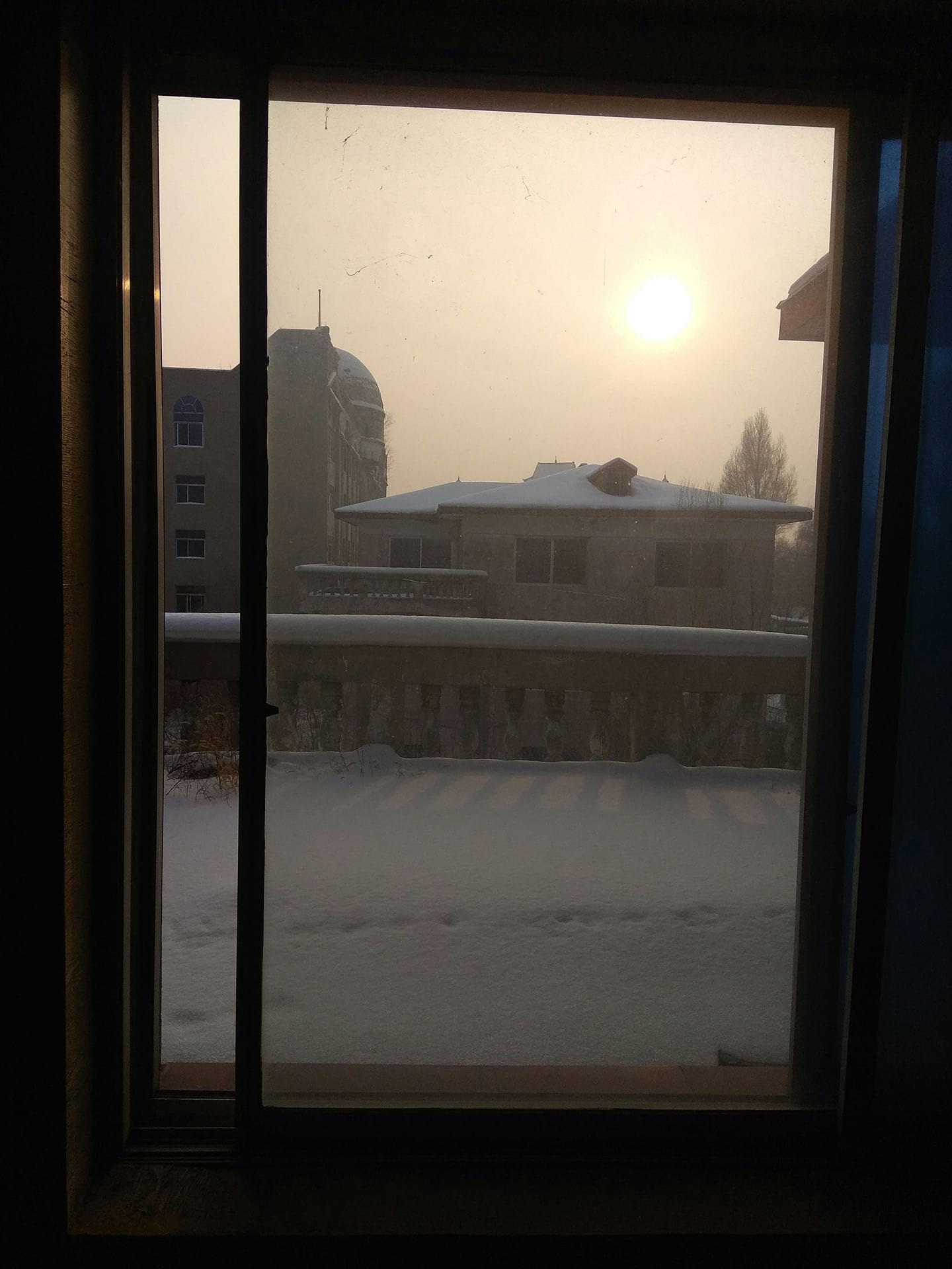 阳光无力地穿过“巨大沉默落地窗” 图片